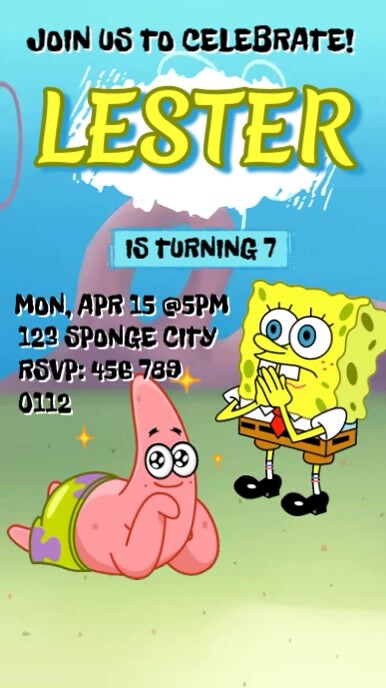 SpongeBob | Birthday Invitation Instagram Story template
